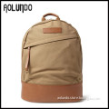 Fashion Leather Trim Canvas Backpack for Men